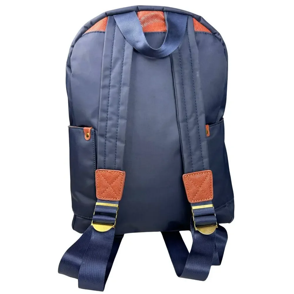 Adrienne Vittadini Backpack Unisex Navy Blue Zip Top Closure Preppy Pockets Logo